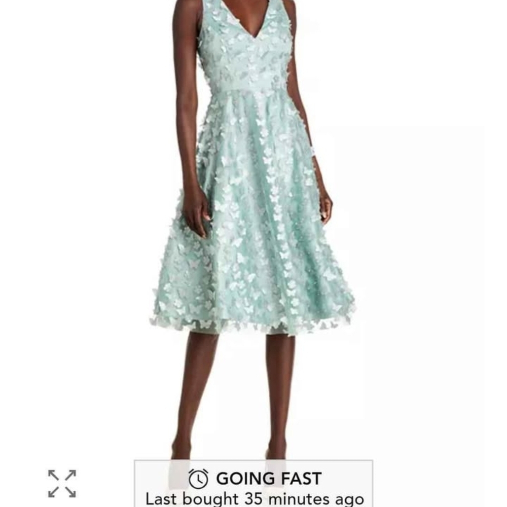 Eliza J Sage Green Lace Midi Dress